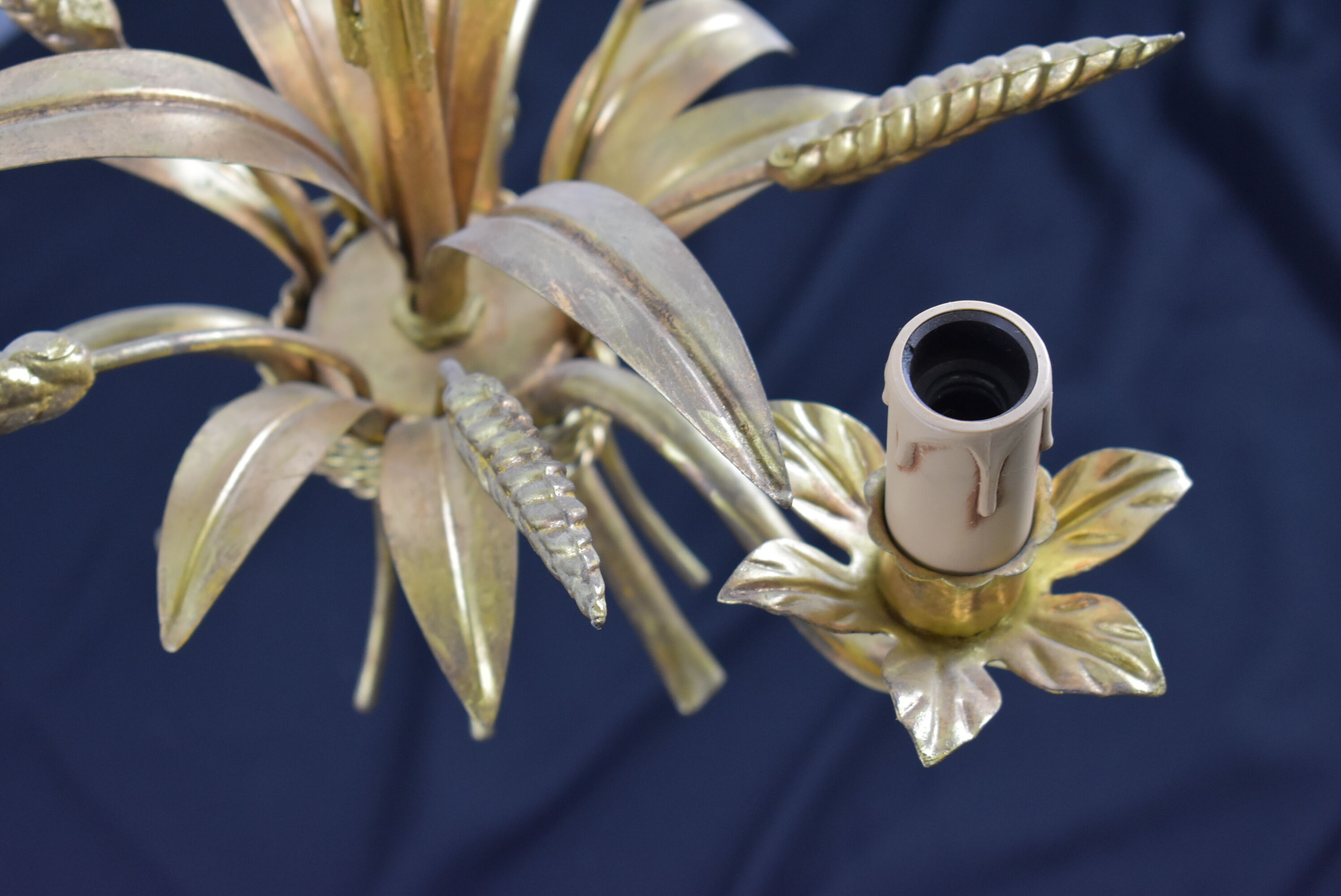 3-branched vintage golden wheat chandelier