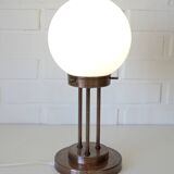 Lampe de bureau vintage du milieu du siècle, lampe de table en cuivre et verre, style Art déco, années 80