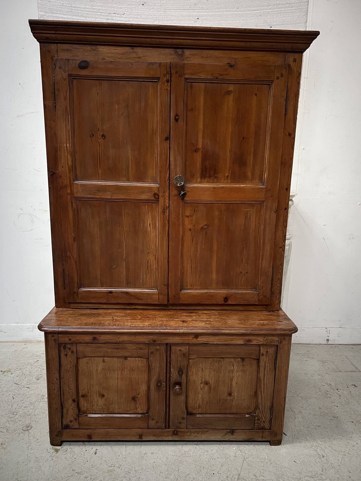 Two-part office furniture made of solid pine from the 20th century.