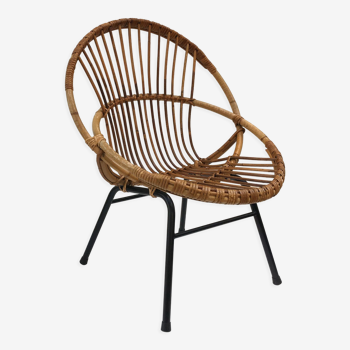 Rattan shell armchair