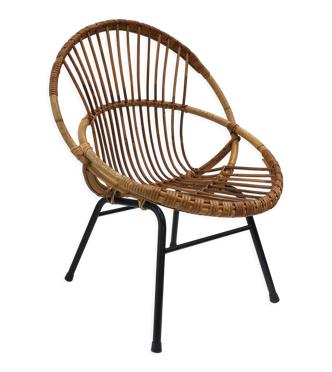 Fauteuil coquille en rotin