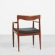 Chaise danoise vintage avec accoudoirs en teck et skaï neuf par Arne Vodder pour Vamo 1960