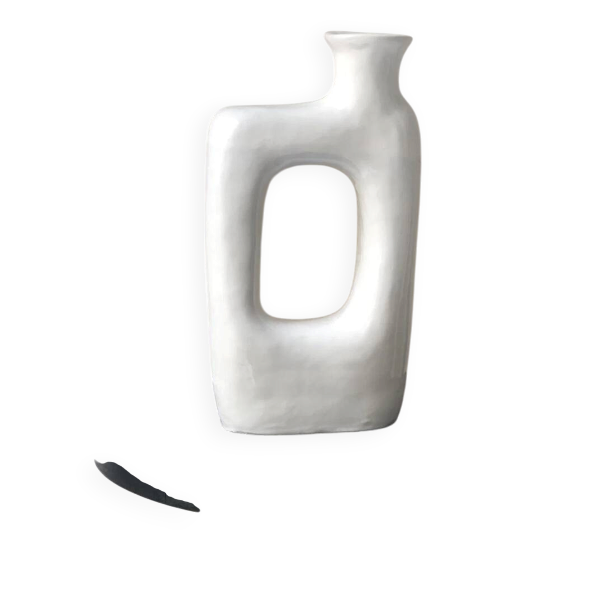 White ceramic heart vase