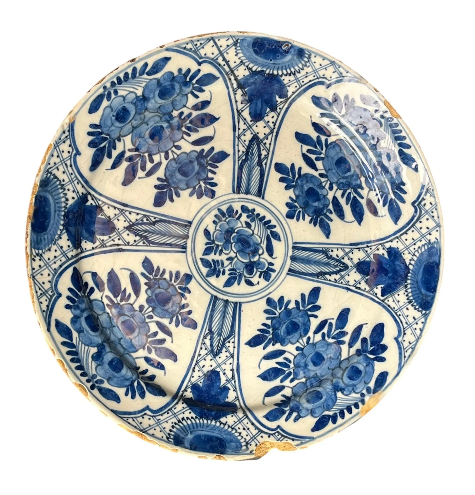 Delft, faience plate decorated in Kraak style, De Grieksche A manufacture, 18th century.