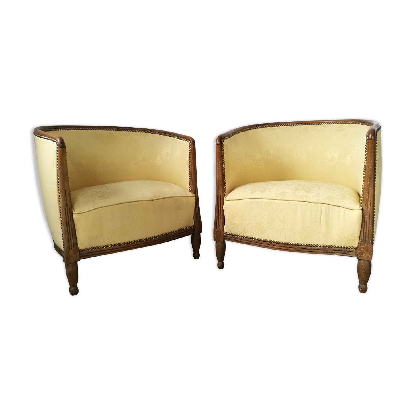 Pair of art deco basket armchairs