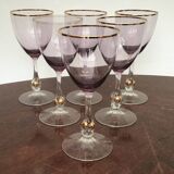 Joseph Stanik 6 red wine glasses of the Zuzanna model in Amethyst color with rims and golden ball