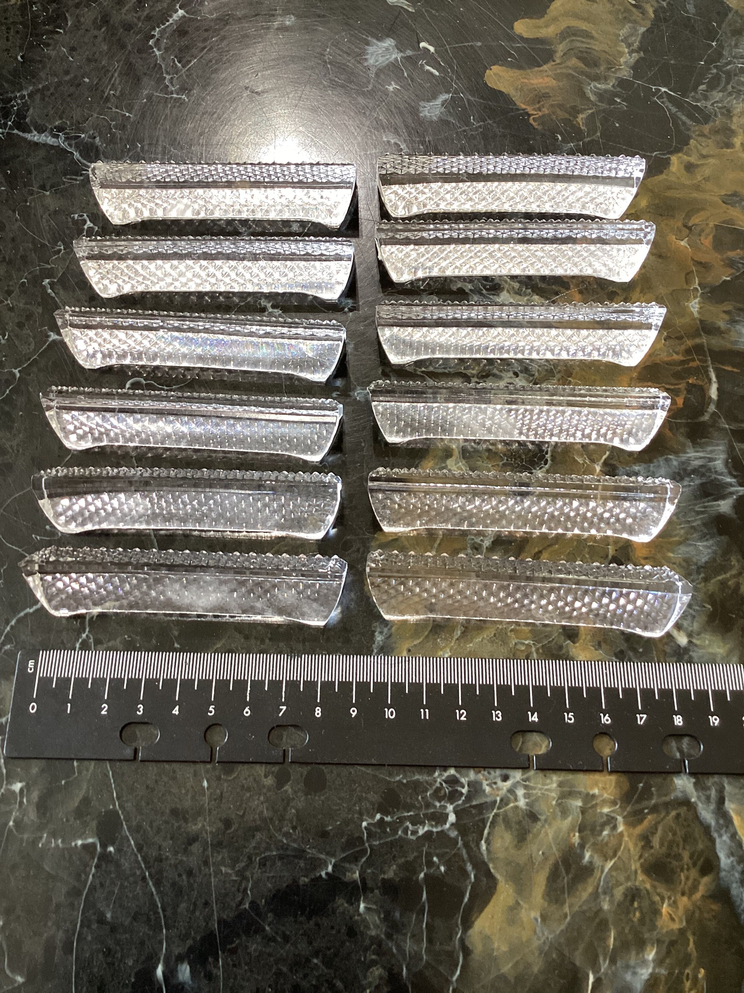 Set of twelve crystal knife holders 24% with vintage lead