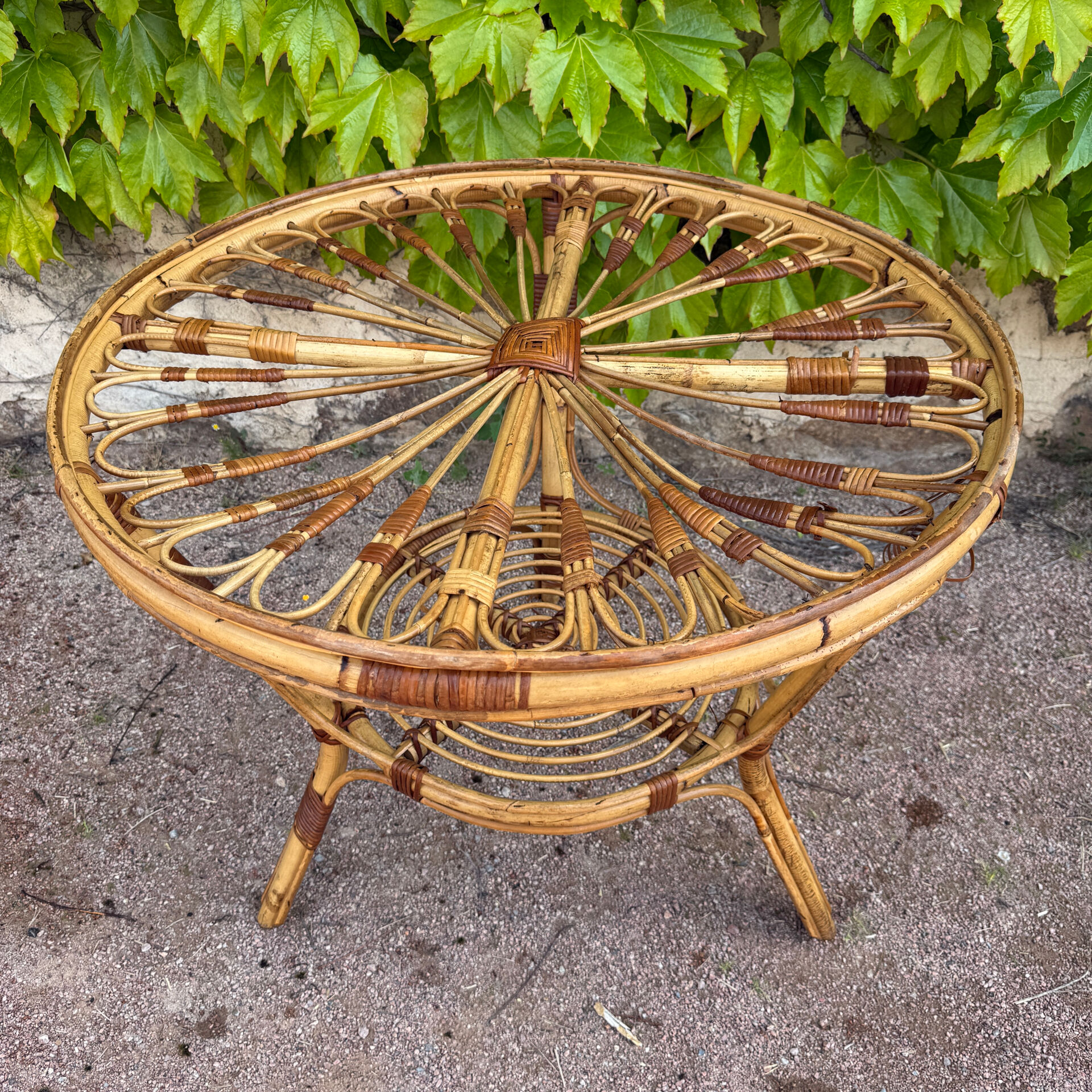 1950s rattan table from France