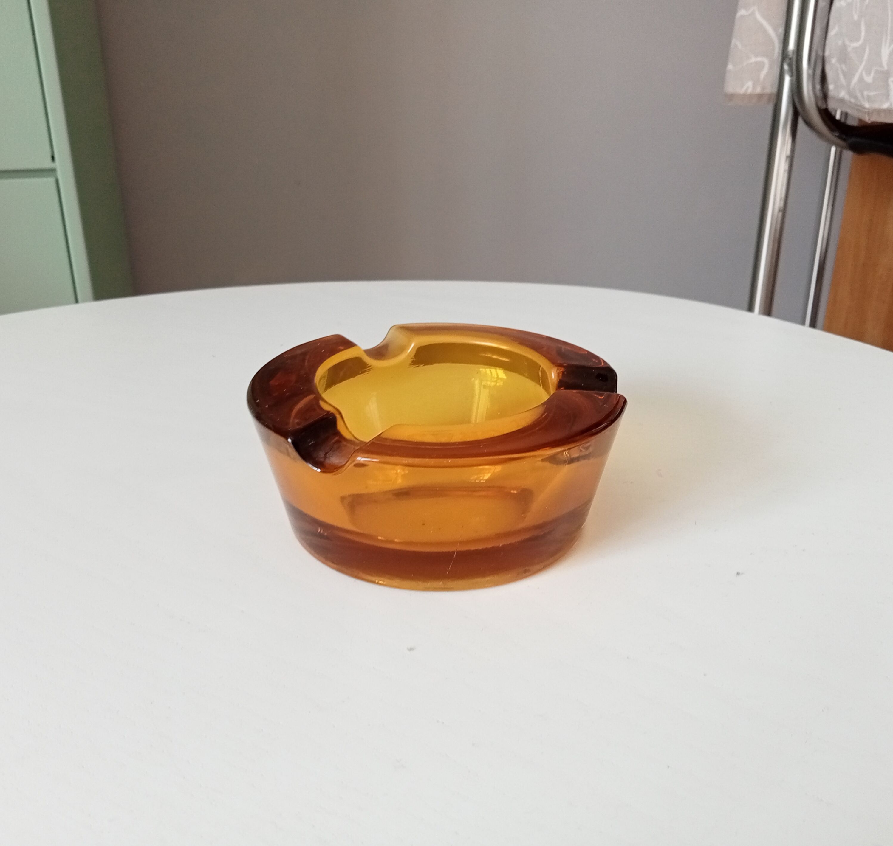 Vintage amber glass ashtray