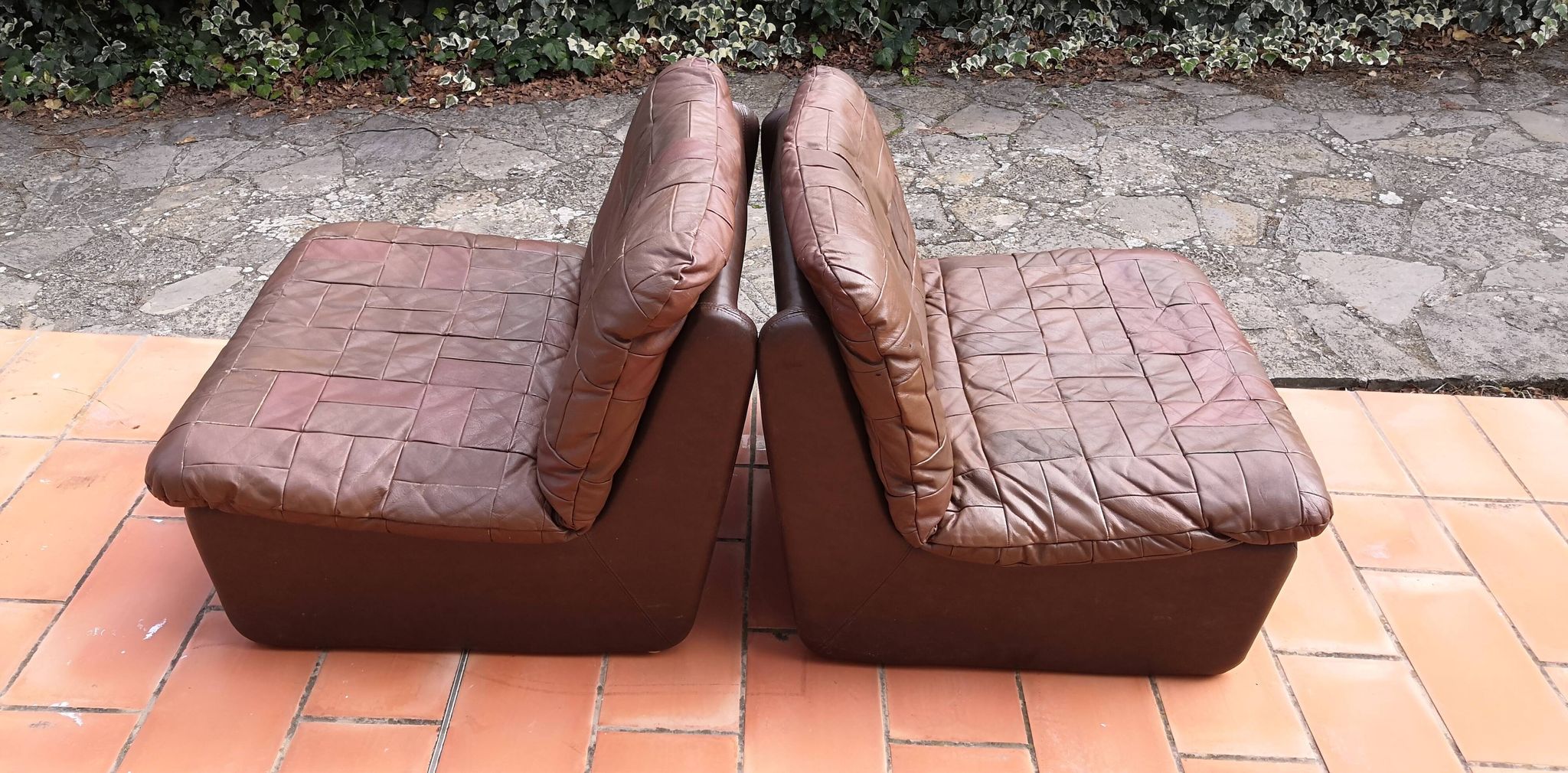 Tranas Sweden patchwork leather heaters by OVERMAN, 1970 Set of 2