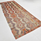 153x412Cm Soft Handmade Wool Vintage Kilim Rug,