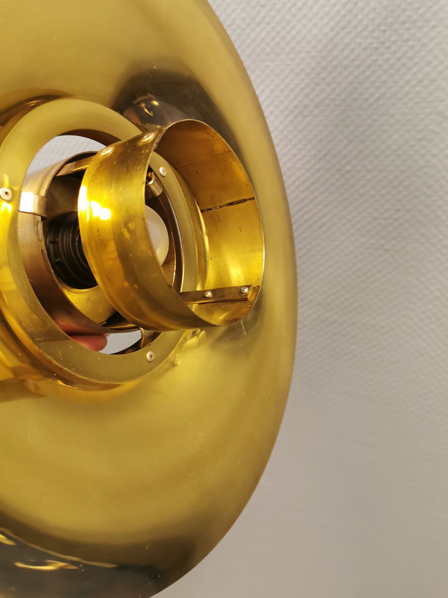 Hanging lamp from the 1970s-1980s, produced by Danish Vitrika, made of brass.