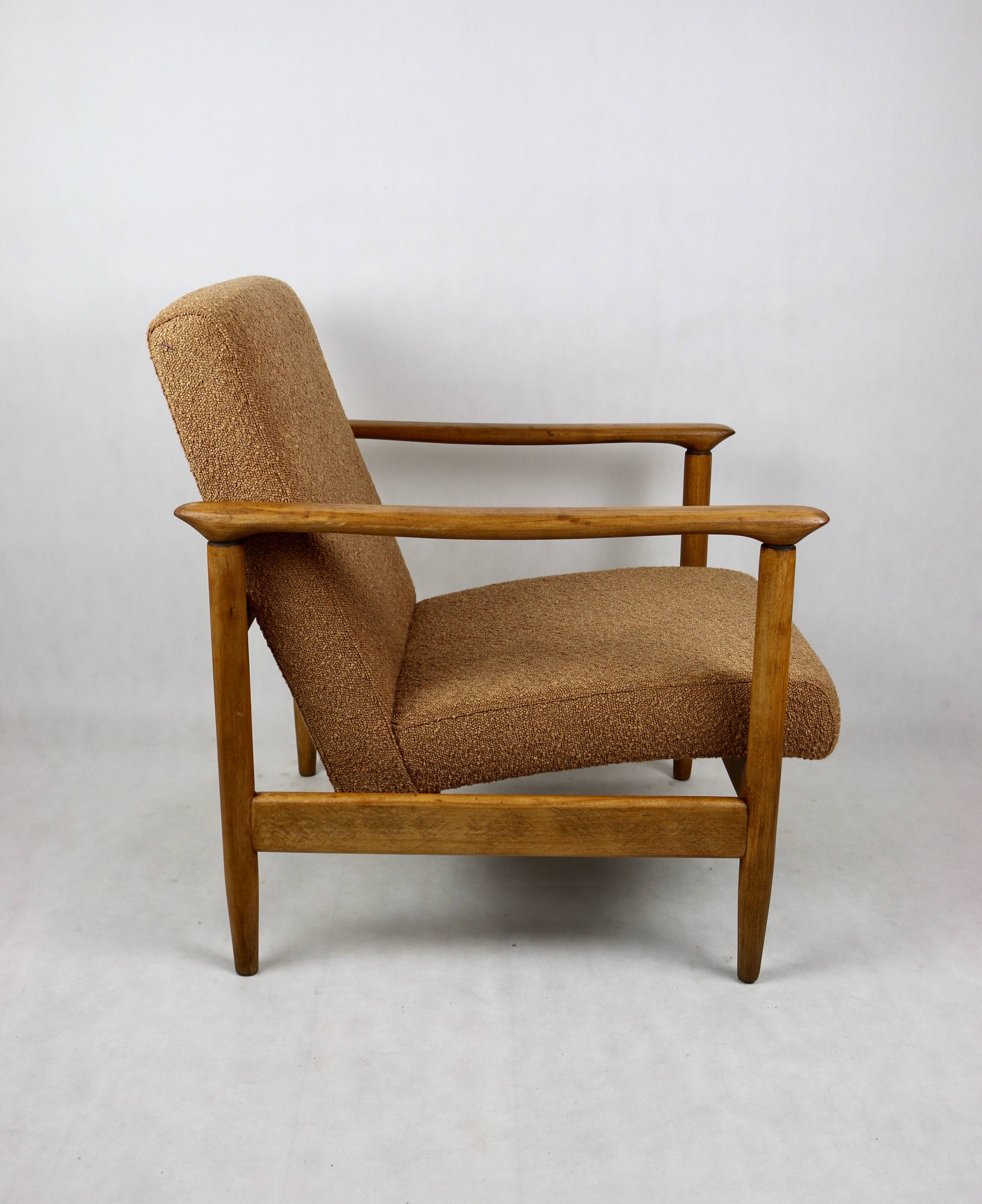 GFM-142 Armchair in Coral Gold Bouclé attributed to Edmund Homa, 1970s