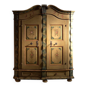 Armoire baroque ancienne peinte en pin – Empire Austro-hongrois, Année 1794