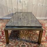 Table basse en métal doré et miroir 1970