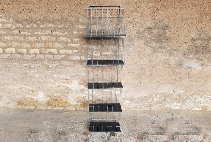 Library structure valchromat black metal shelf