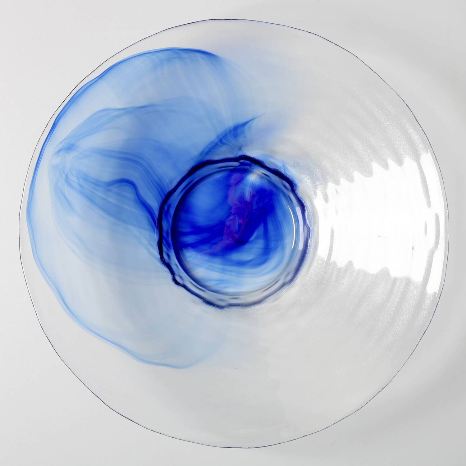 Mid-Century Bormioli Rocco Blue Swirl Glass Bowl - Italy 1990s