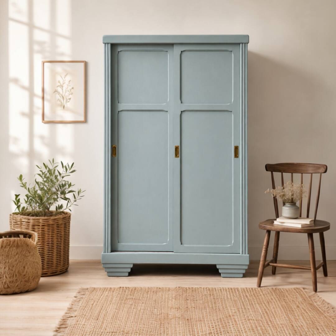 Parisian Art Deco wardrobe with sliding doors.