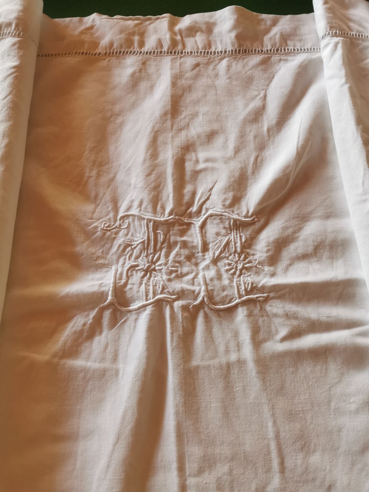 Old monogrammed fabric