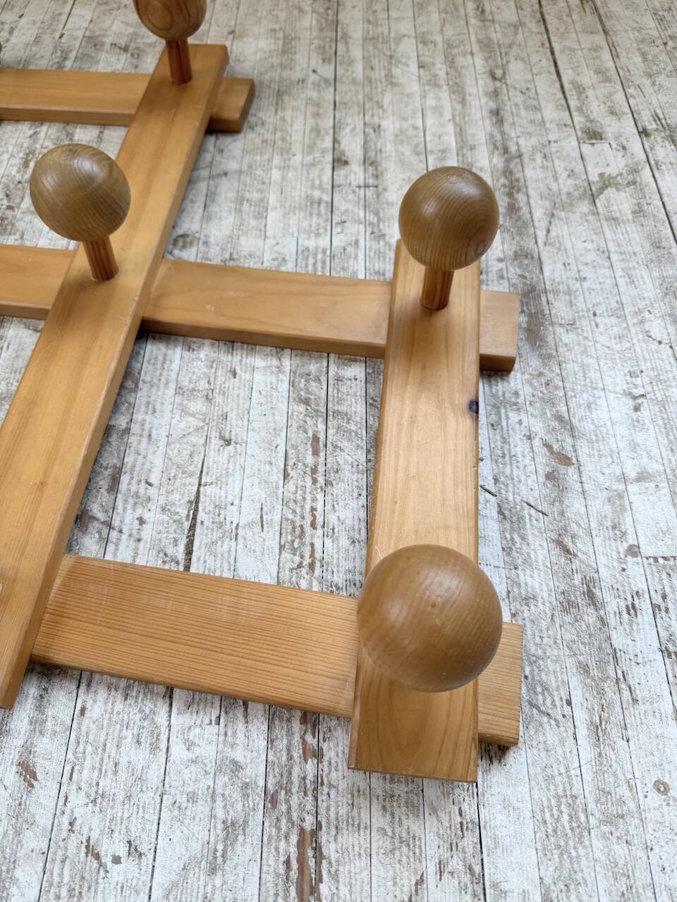 Pine wall coat rack 1980