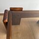 Square coffee table in solid wood and smoked glass – 70s