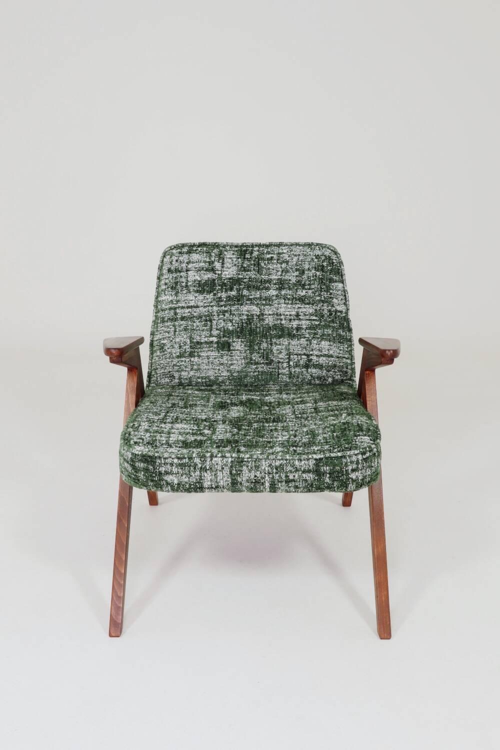 Fauteuil lounge scandinave vert, tissu d'ameublement bohème mélangé