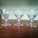 Five engraved vintage glasses white wine or aperitif glasses