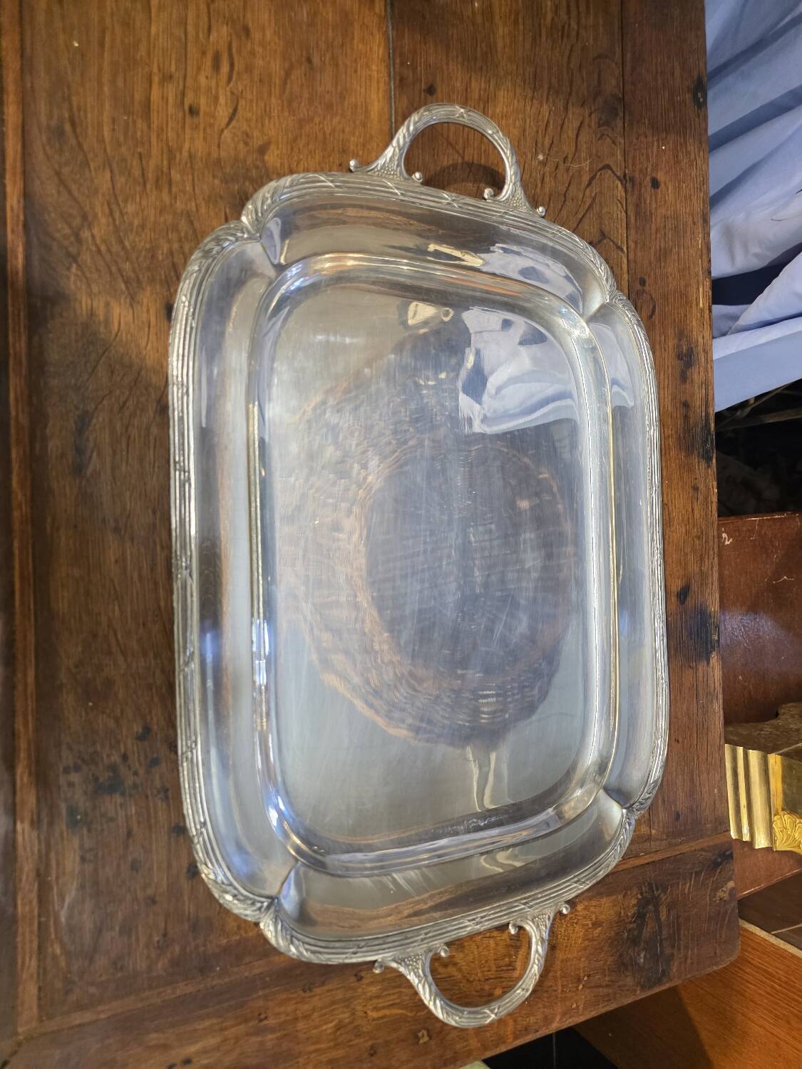 Silver-plated metal tray from the mid-20th century