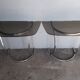 Paire de console demi lune chrome et verre ep 1970