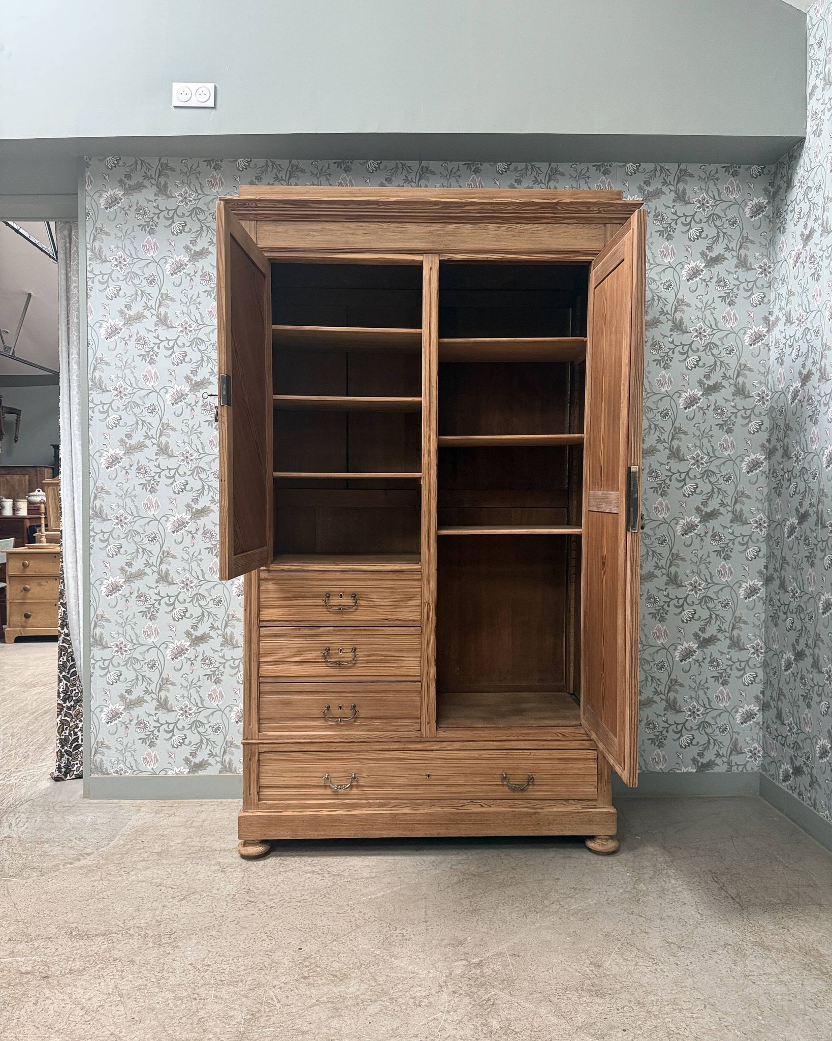 Large renovated country antique wardrobe