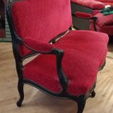 Antique Louis XV style red velvet settee