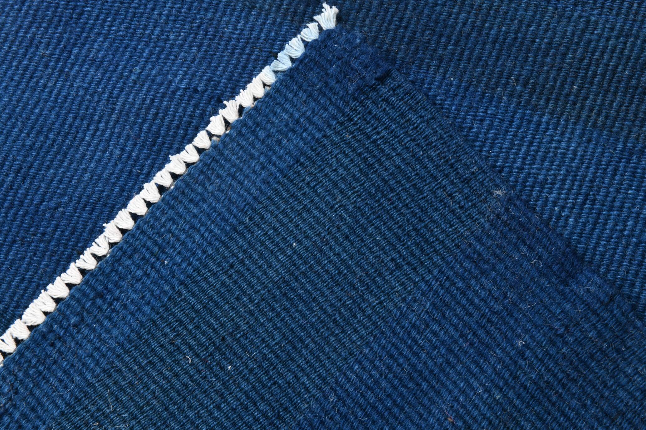 Blue Striped Pattern Kilim Runner Rug, 68x320Cm