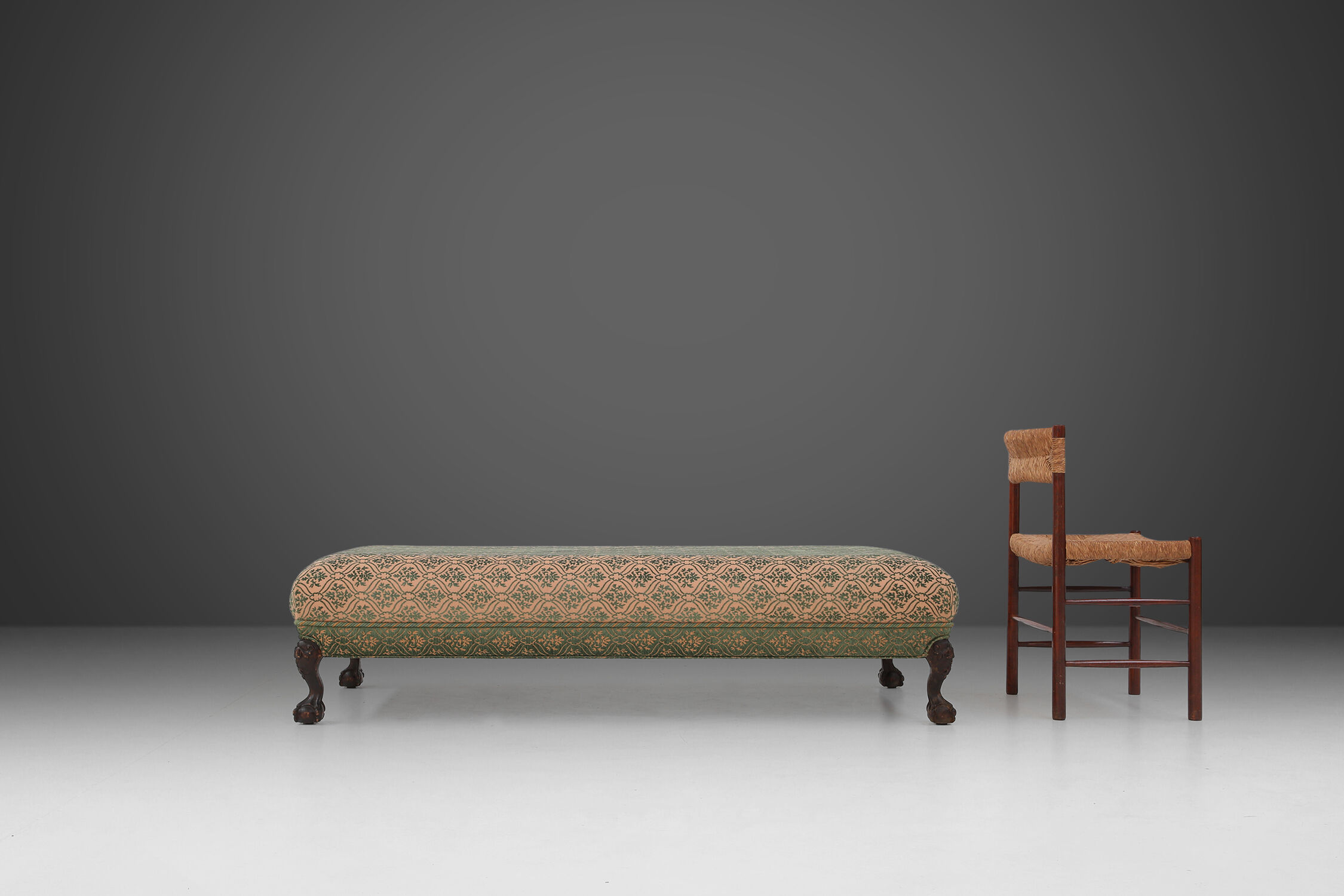 Extra large Victorian sofa and ottoman 1890