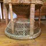 Large Emmanuelle chair in wicker and rattan Era 1970