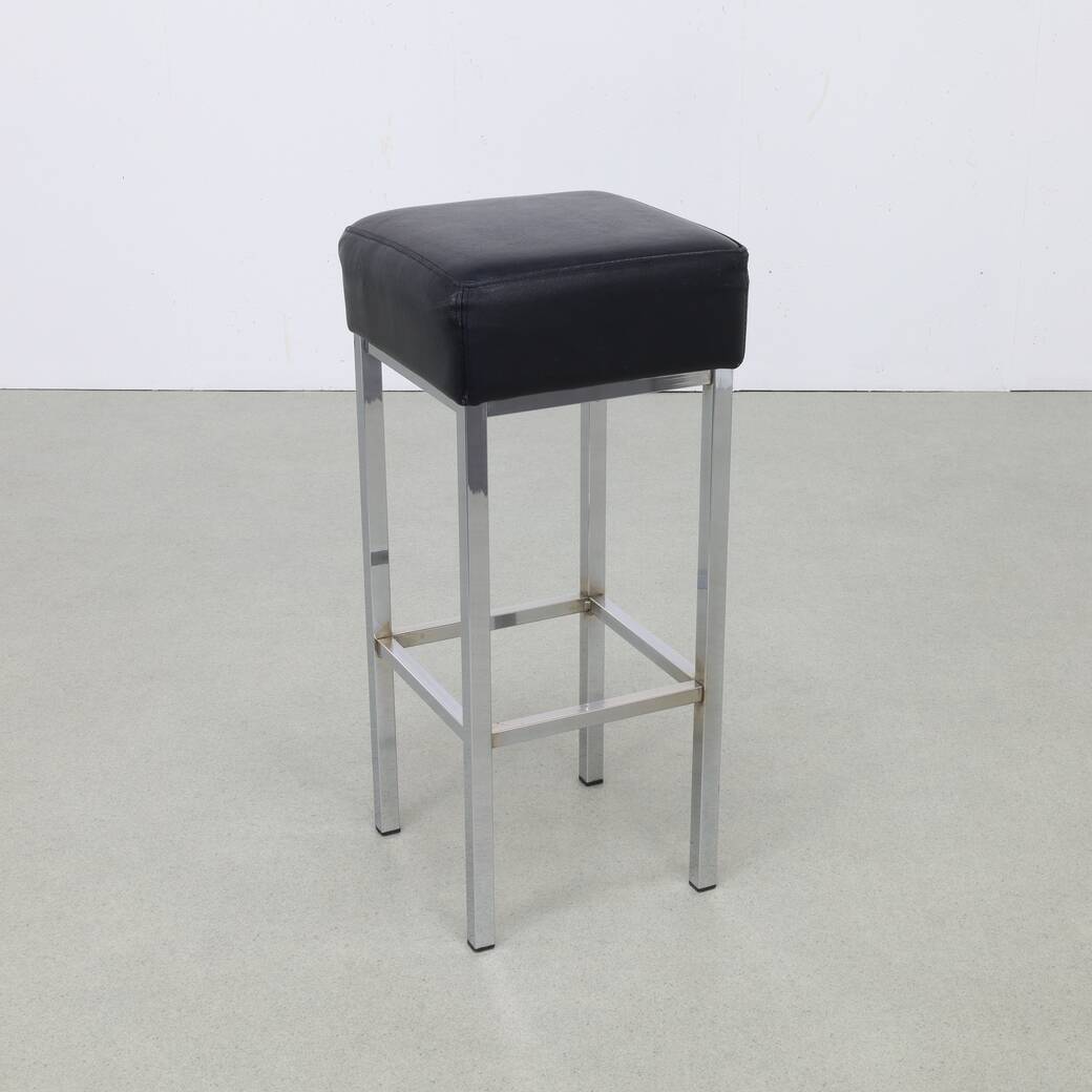 4x Chrome and Leather Bar Stools, 1980s