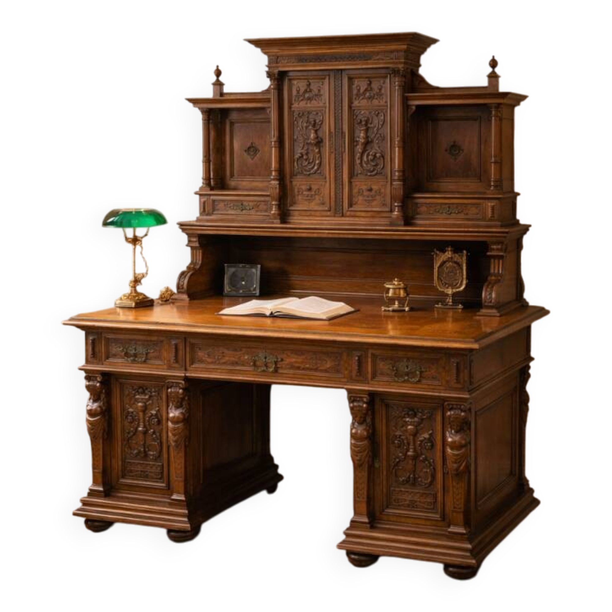Bureau de style Renaissance antique, France, vers 1880.