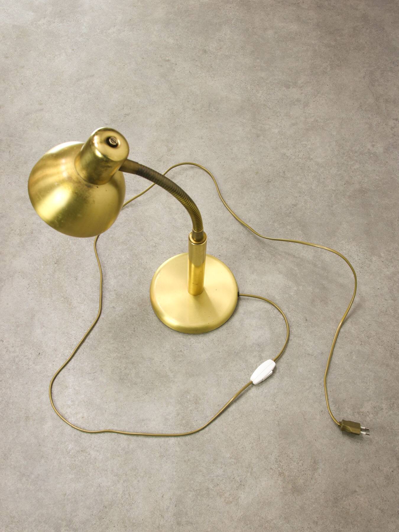 Vintage Italian Brass Gooseneck Table Lamp