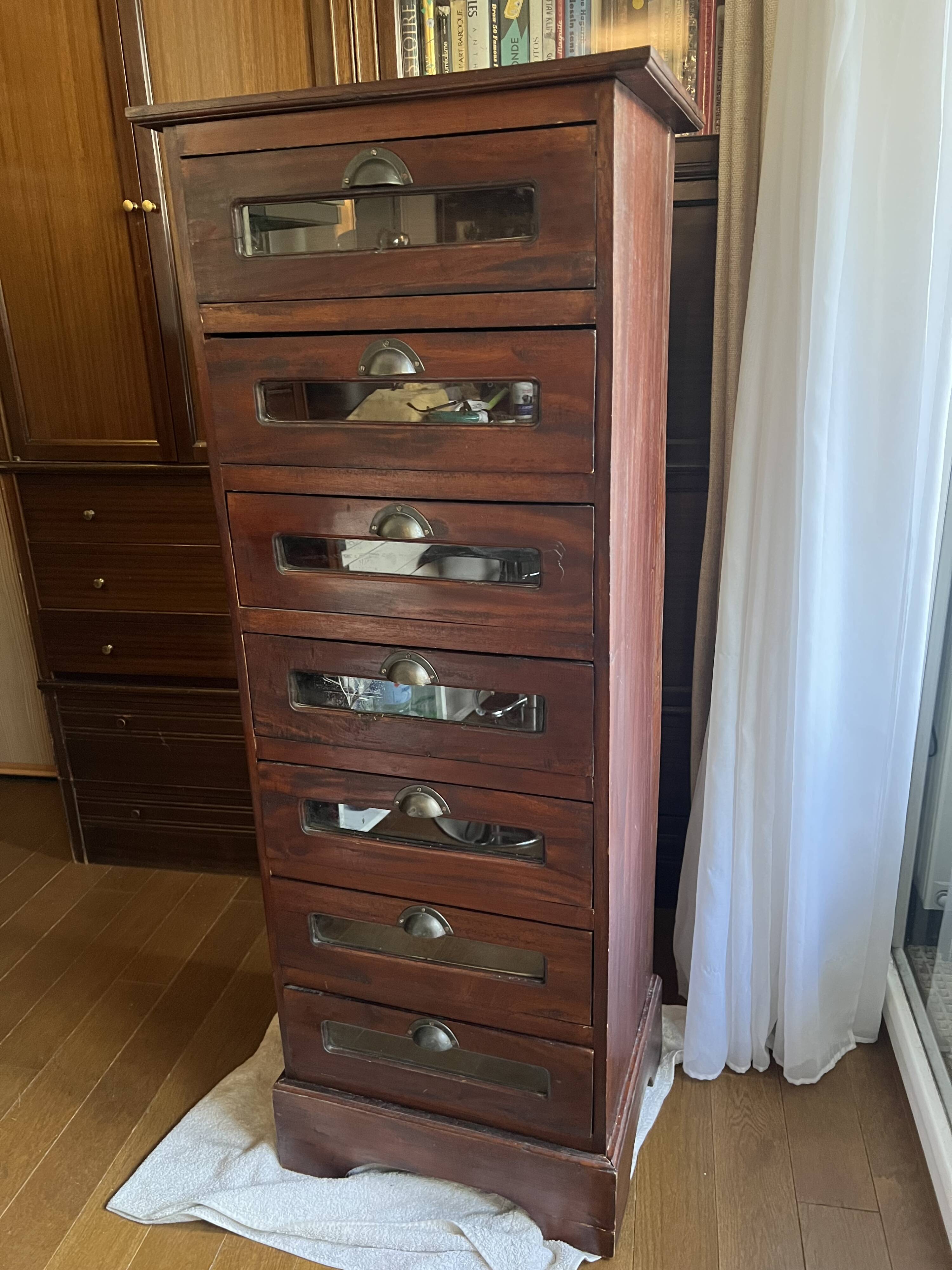 Exotic wood chest of drawers – Vintage industrial style