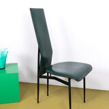 Chaise design italien Fasem S44 en cuir vert foncé