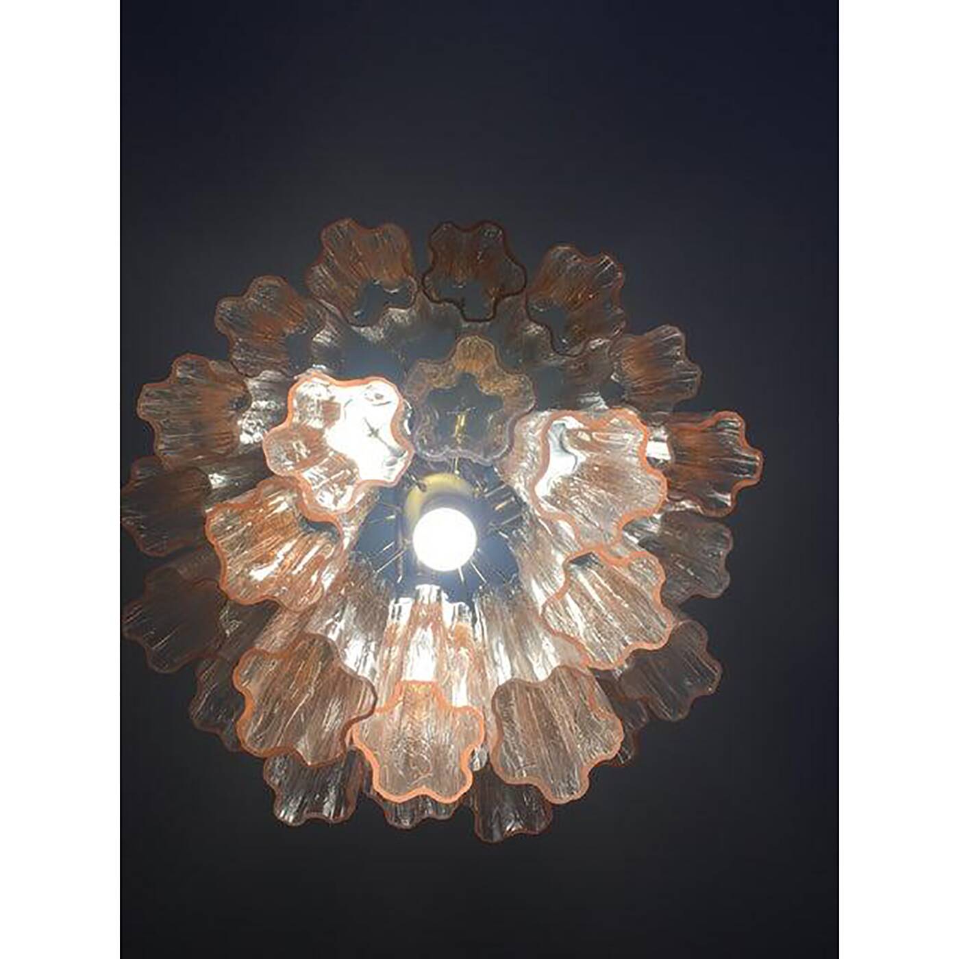 Murano Style Glass "Tronchi" Chandelier With Gold 24k Metal Frame