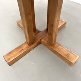 Round pine table "Les Arcs - 1970"