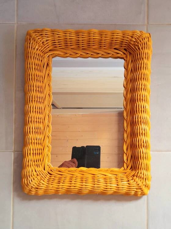 Rectangular wicker mirror 1960