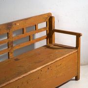 Antique painted pine bank chest – Central Europe, circa 1920