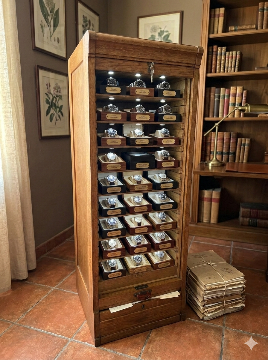 Art Deco curtain cabinet from the 1930s in oak with interior drawers, 120cm H.