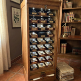 Art Deco curtain cabinet from the 1930s in oak with interior drawers, 120cm H.