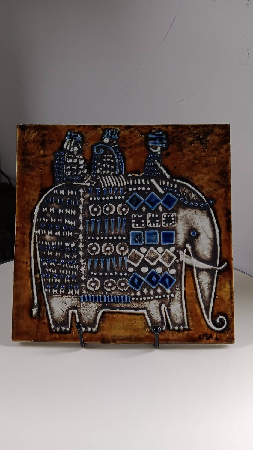 Ceramic plaque series Unik, Elephant by Lisa Larson - Gustavsberg