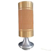 Lampe à poser vintage pied aluminium brossé - abat-jour cylindre