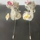 Set von 2 Shabby Chic Wandlampen Tole Schmiedeeisen Porzellan Rosen Blumen