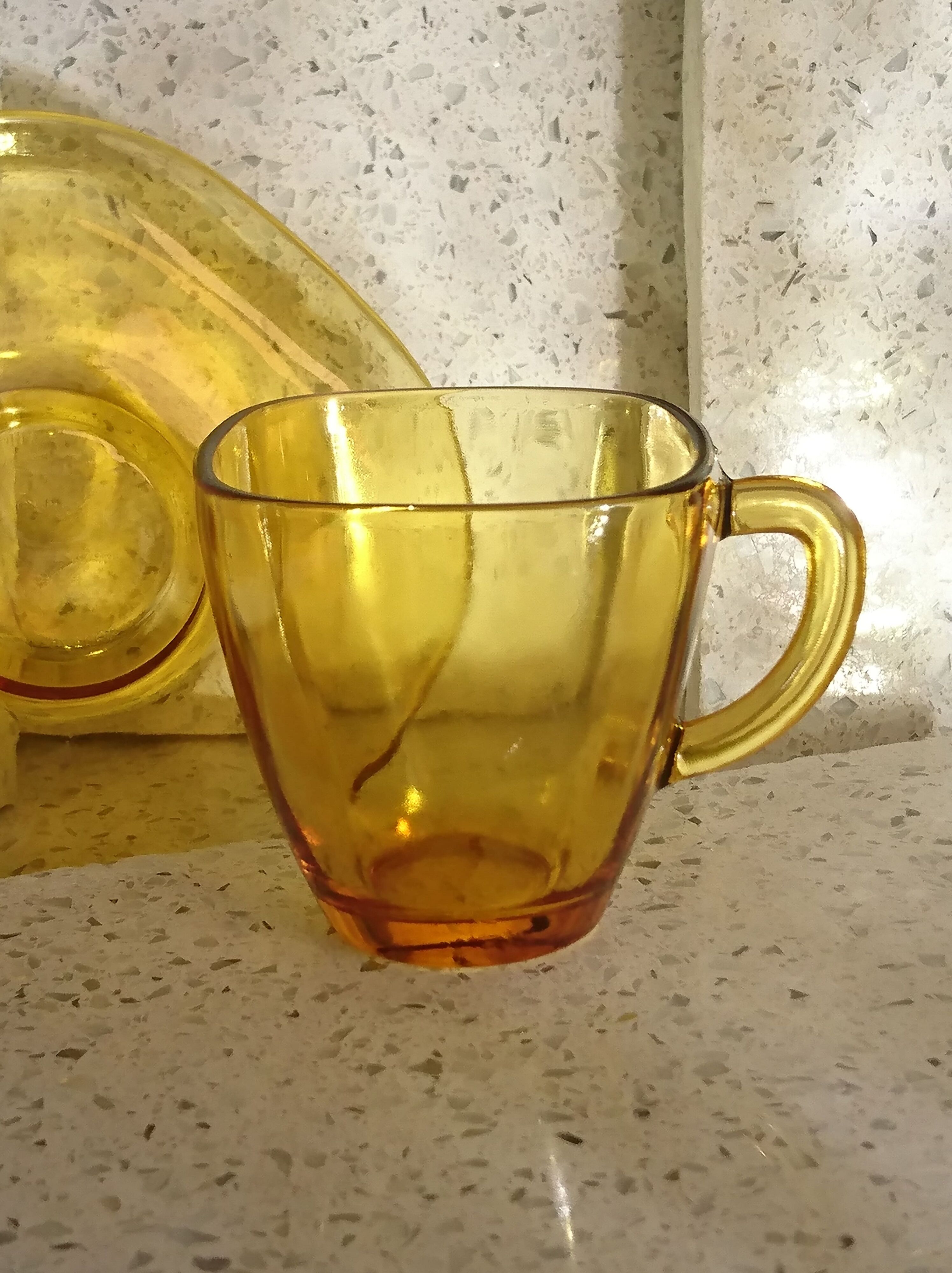 Coffee cup & amber glass undercup vereco - made in france