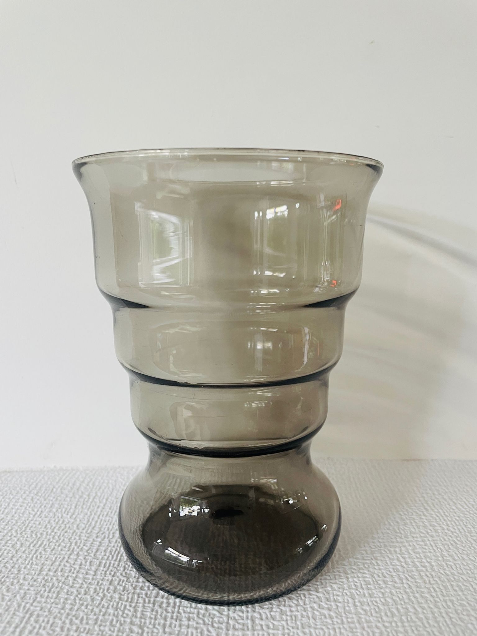 Vintage Leerdam Vase. Glass vase K.P.C. De Bazel. 1920's smoke glass vase Model S.